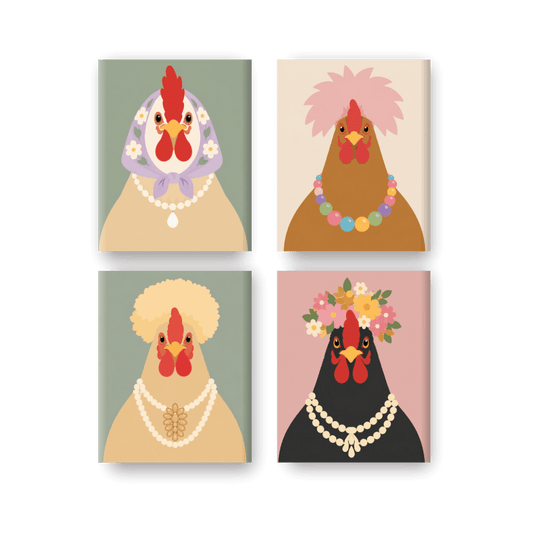 4 Minitavlor - Fancy Chickens-paket- Måla efter nummer