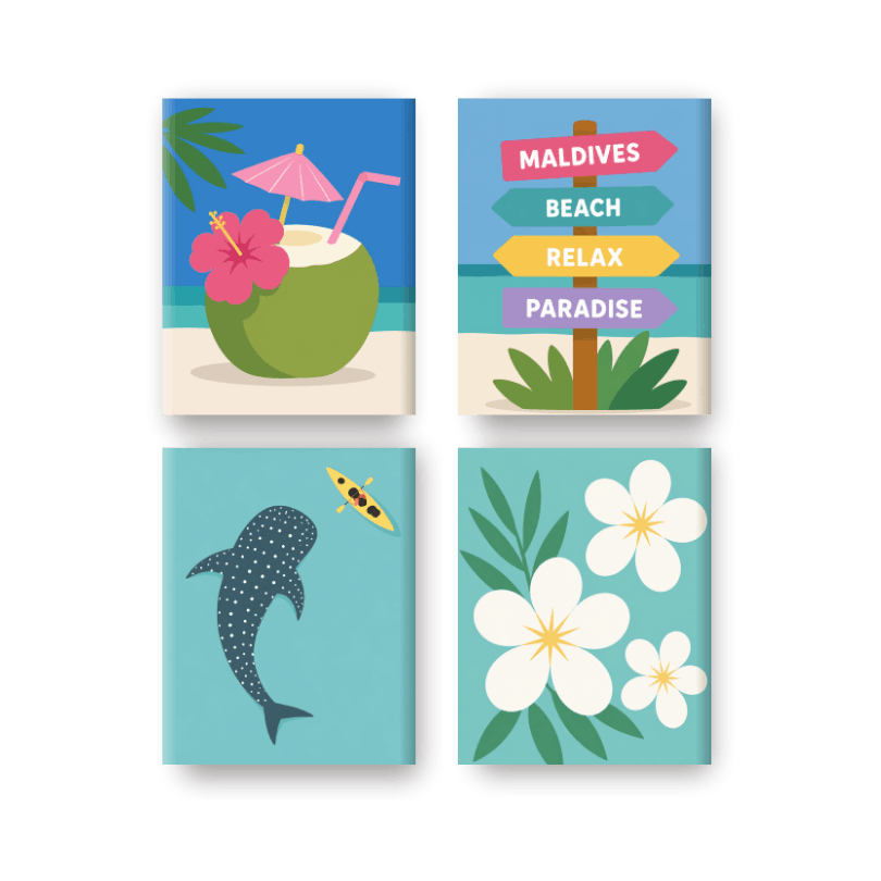 4 Mini Paintings - Maldives Paradise Set - Paint by numbers