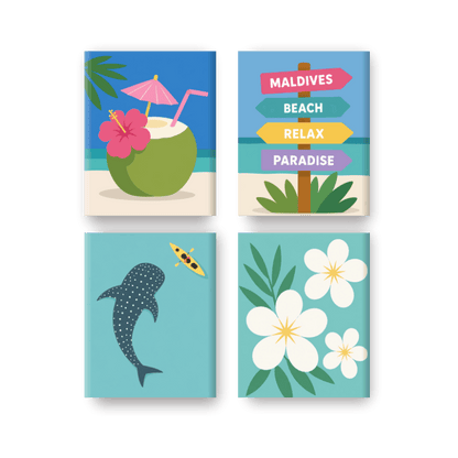 4 Mini Paintings - Maldives Paradise Set - Paint by numbers