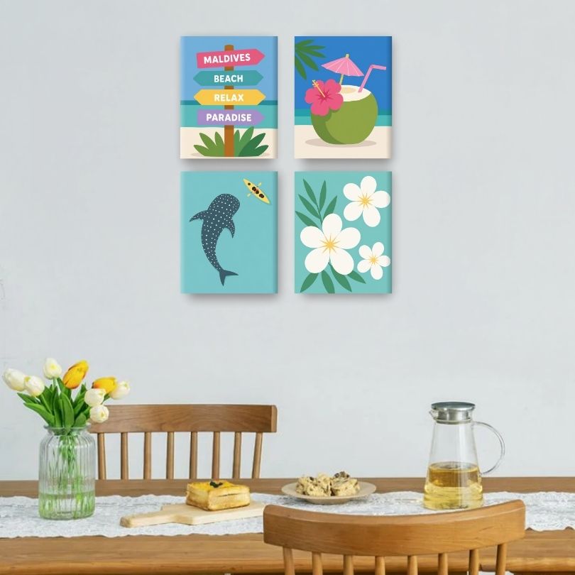 4 Mini Quadri - Set Animali Marinaio