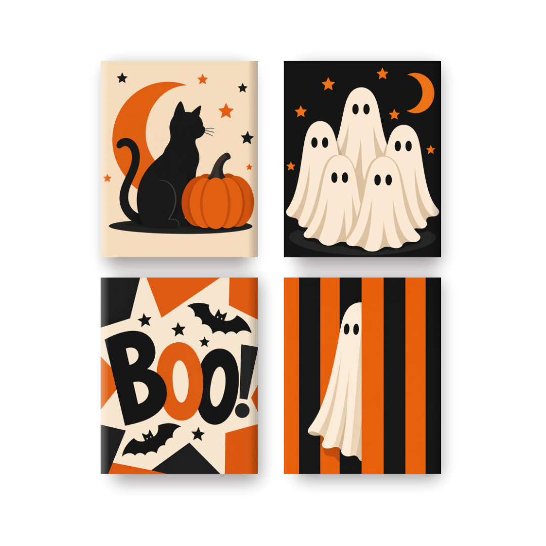 4 Mini Paintings - Boo Crew Set - Paint by numbers