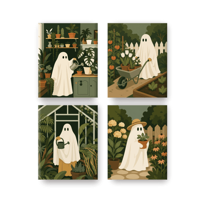 4 Mini Paintings - Boo Garden Set