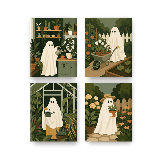 4 Mini Paintings - Boo Garden Set