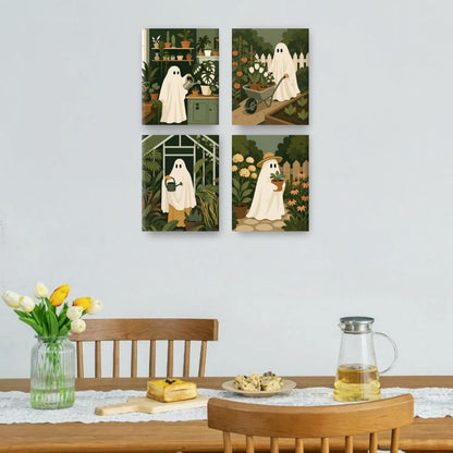 4 Mini Paintings - Boo Garden Set