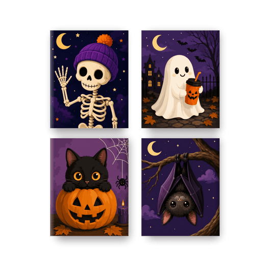 4 Mini Paintings - Pumpkin Pals Set