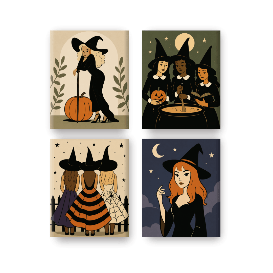 4 Mini Paintings - Witching Hour Set - Paint by numbers