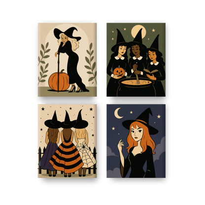 4 Mini Paintings - Witching Hour Set - Paint by numbers