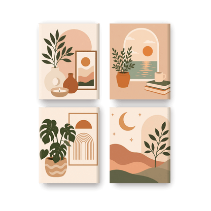 4 Mini Paintings - Boho Home Set - Paint by numbers