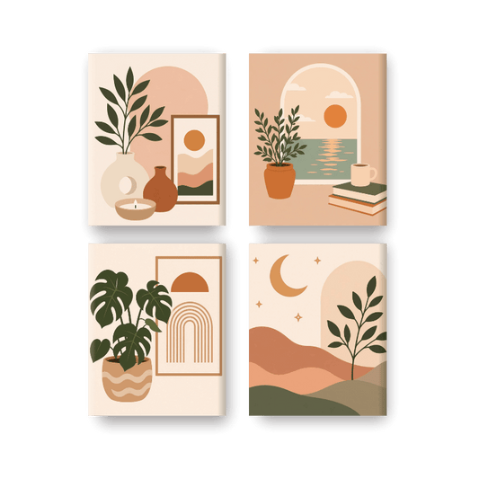 4 Mini Paintings - Boho Home Set - Paint by numbers