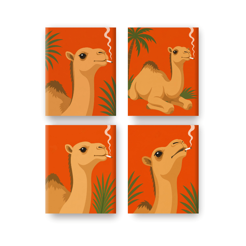 4 Mini Paintings - Smoking Camel Set - Paint by numbers
