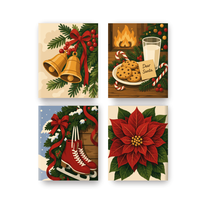 4 Mini Paintings - Christmas Comforts Set - Paint by numbers