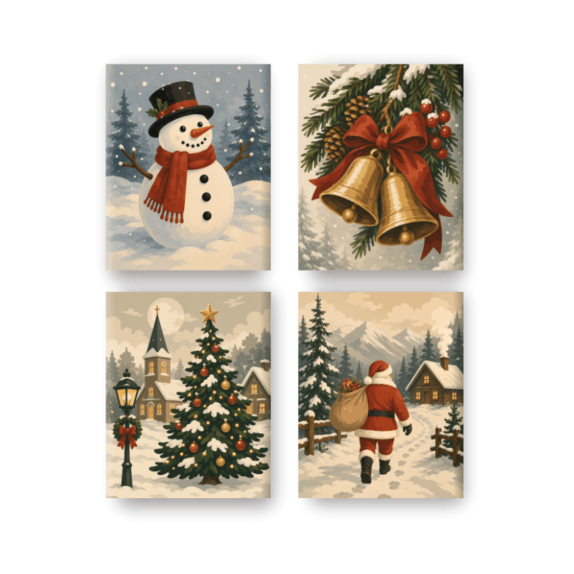 4 Mini Paintings - Christmas Traditions Set - Paint by numbers