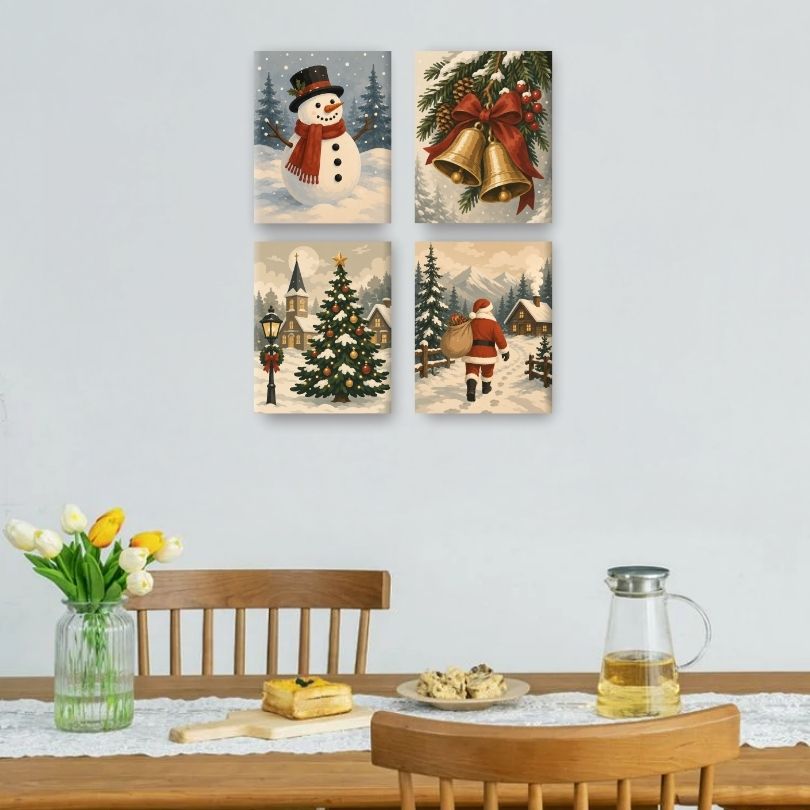 4 mini-tableaux - Traditions de Noël