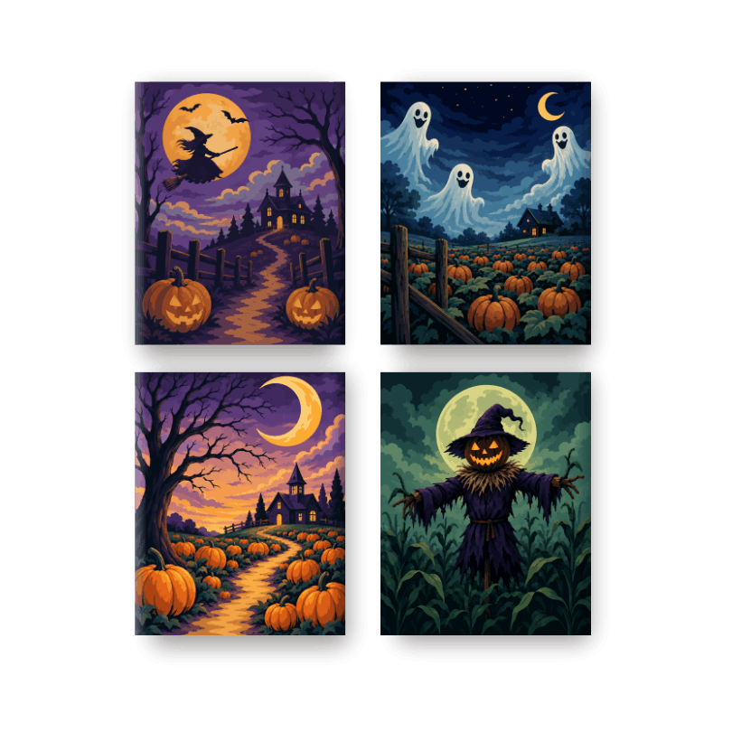 4 Mini Paintings - Midnight Tales Set - Paint by numbers