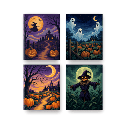 4 Mini Paintings - Midnight Tales Set - Paint by numbers