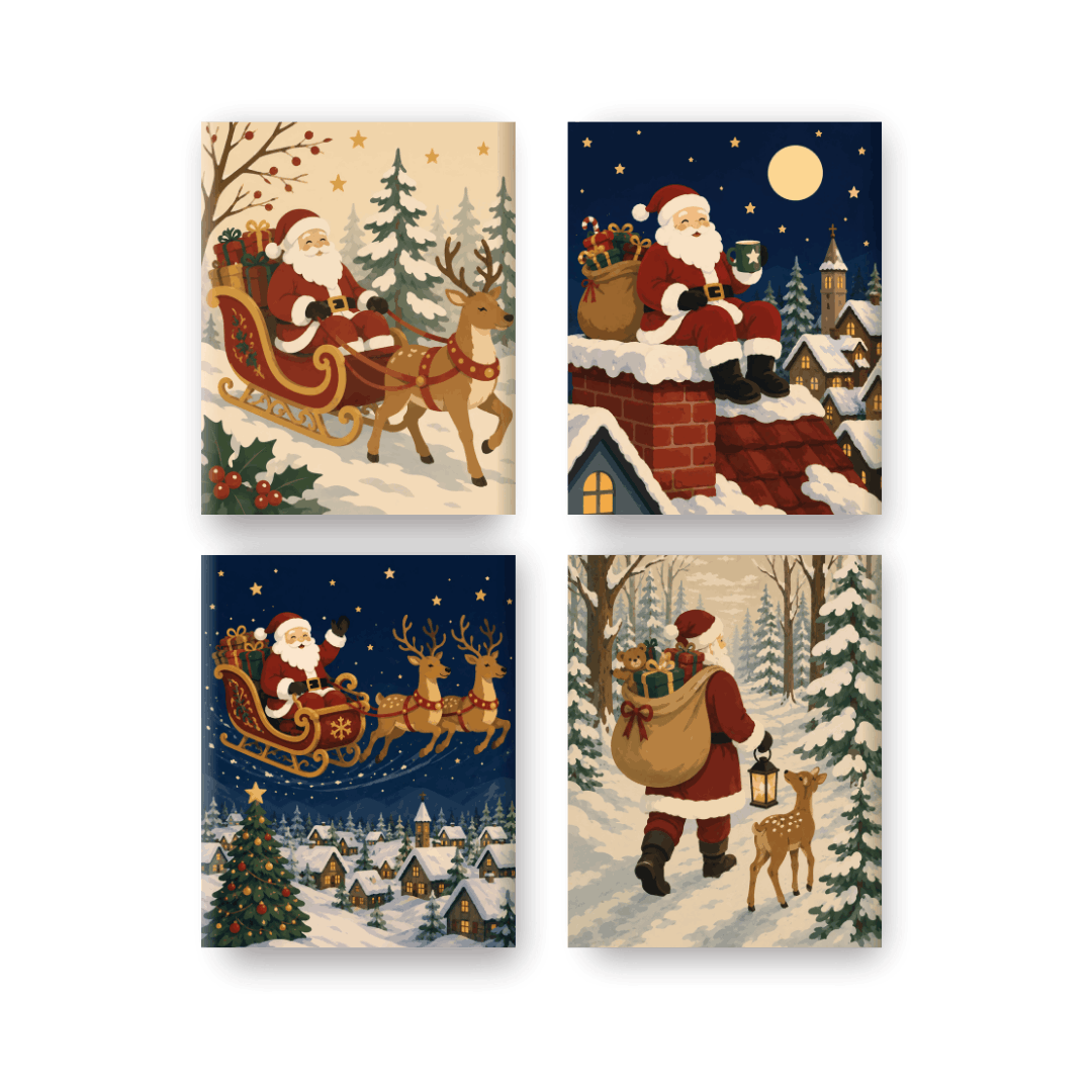 4 Mini Paintings - Santa's Journey Set - Paint by numbers