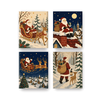 4 Mini Paintings - Santa's Journey Set - Paint by numbers