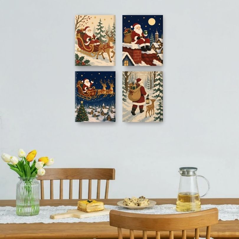 4 Mini Paintings - Santa's Journey Set
