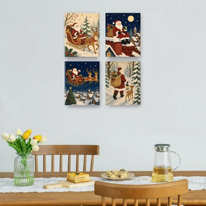 4 Mini Paintings - Santa's Journey Set