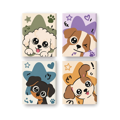 4 Mini Paintings - Kawaii Pups Set - Paint by numbers