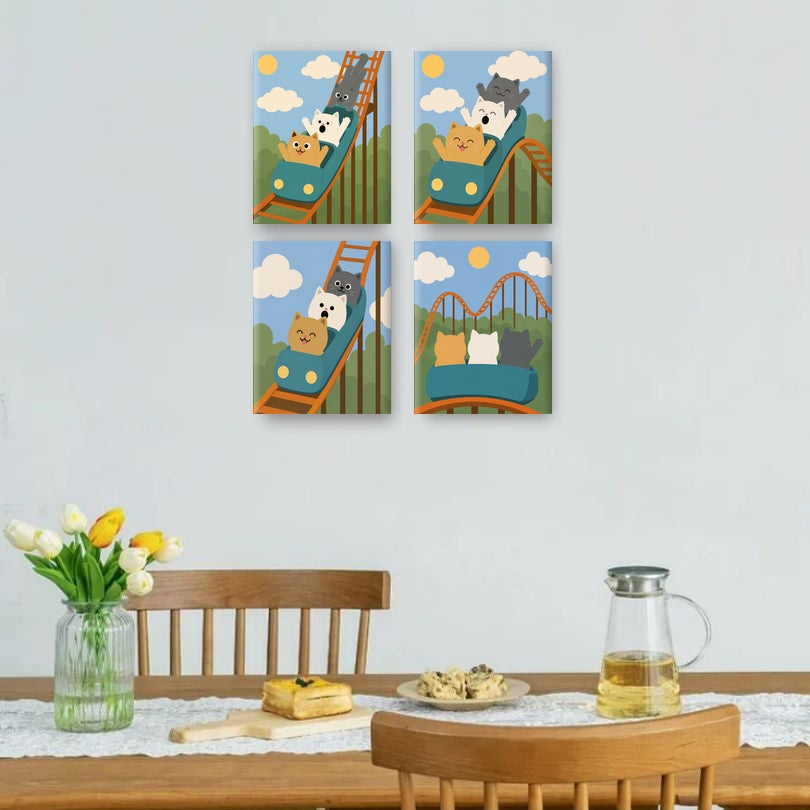 4 Mini Paintings - Kitty Coaster Set