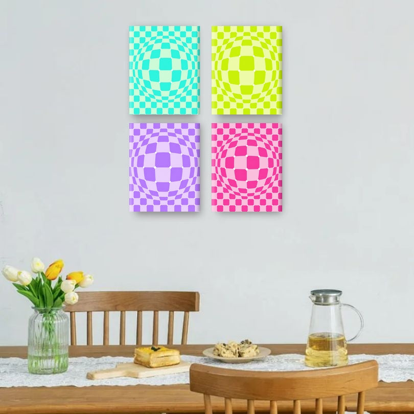 4 Mini Quadri - Set Esplosione Ottica di Colore
