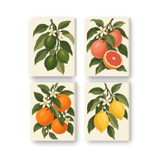 4 Mini Paintings - Citrus Garden Set