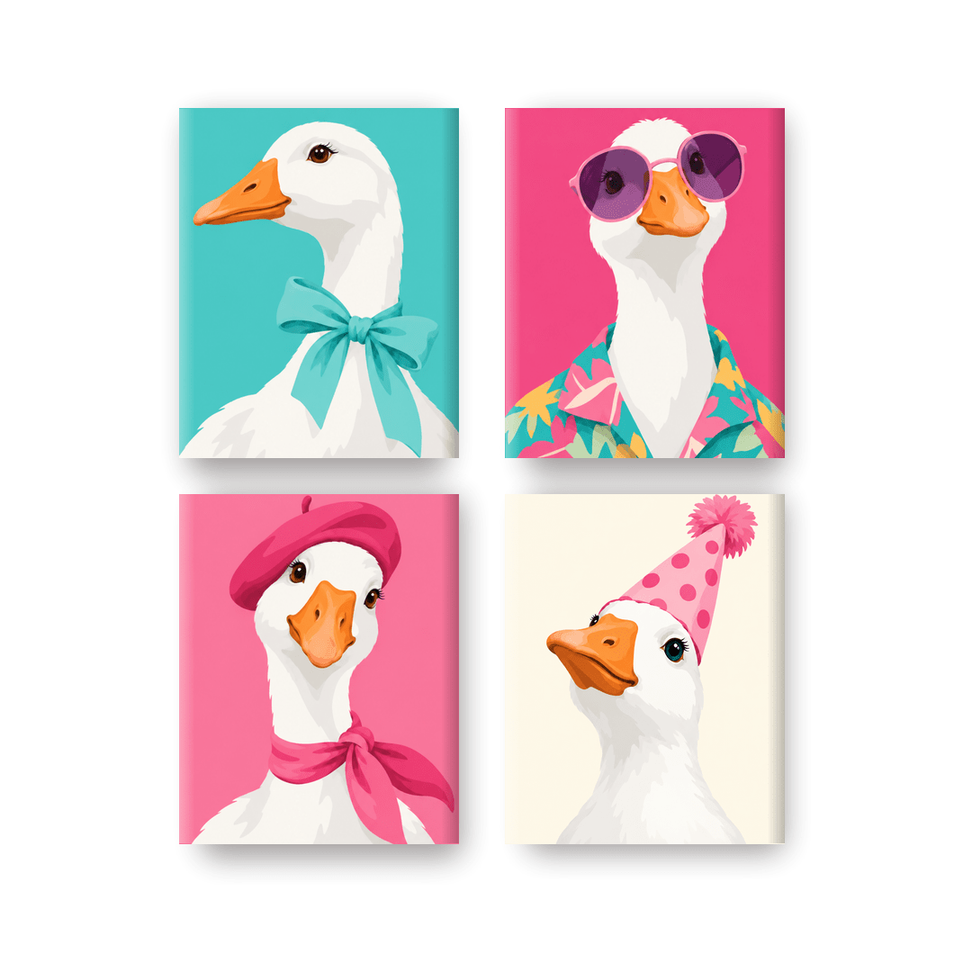4 Mini Paintings - Goose Glam Set