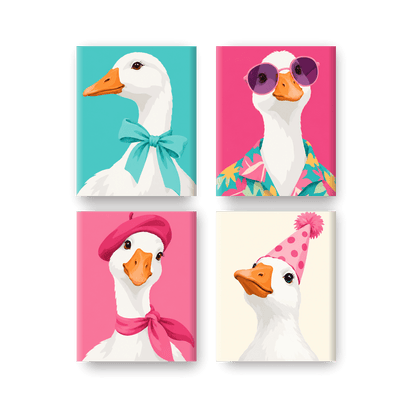 4 Mini Paintings - Goose Glam Set