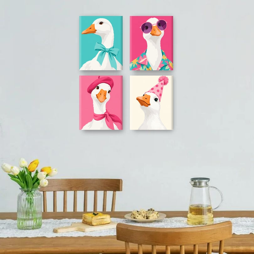 4 Mini Paintings - Goose Glam Set