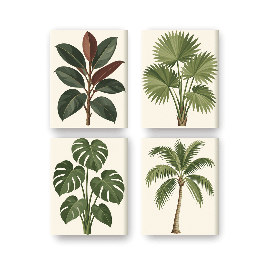 4 Mini Paintings - Lush Botanicals Set