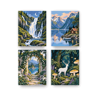 4 Mini Paintings - Enchanted Whimsical Escapes Set