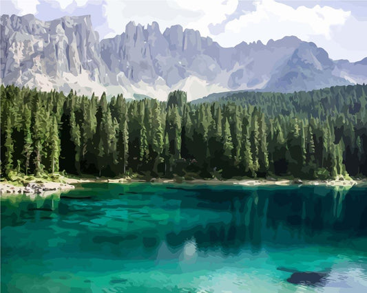 Paint by numbers - Lake - Forest and Mountains | Paint by Numbers