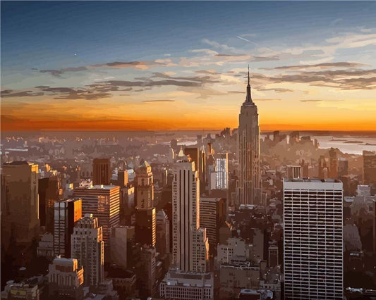 Paint by numbers - Sunset over Manhattan - New York | Paint by Numbers