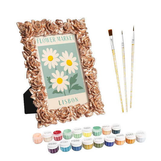 Mini Painting with Picture Frame – Flower Market Lisbon- Paint by Numbers