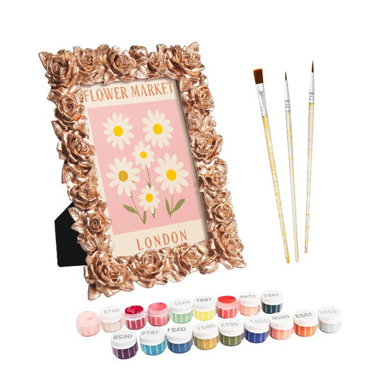 Mini Painting with Picture Frame – Flower Market London- Paint by Numbers