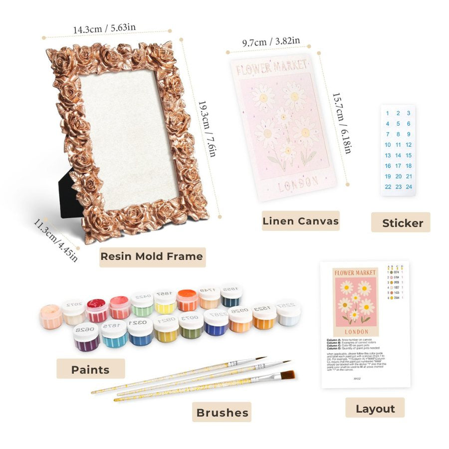 Mini Painting with Picture Frame – Flower Market London contents