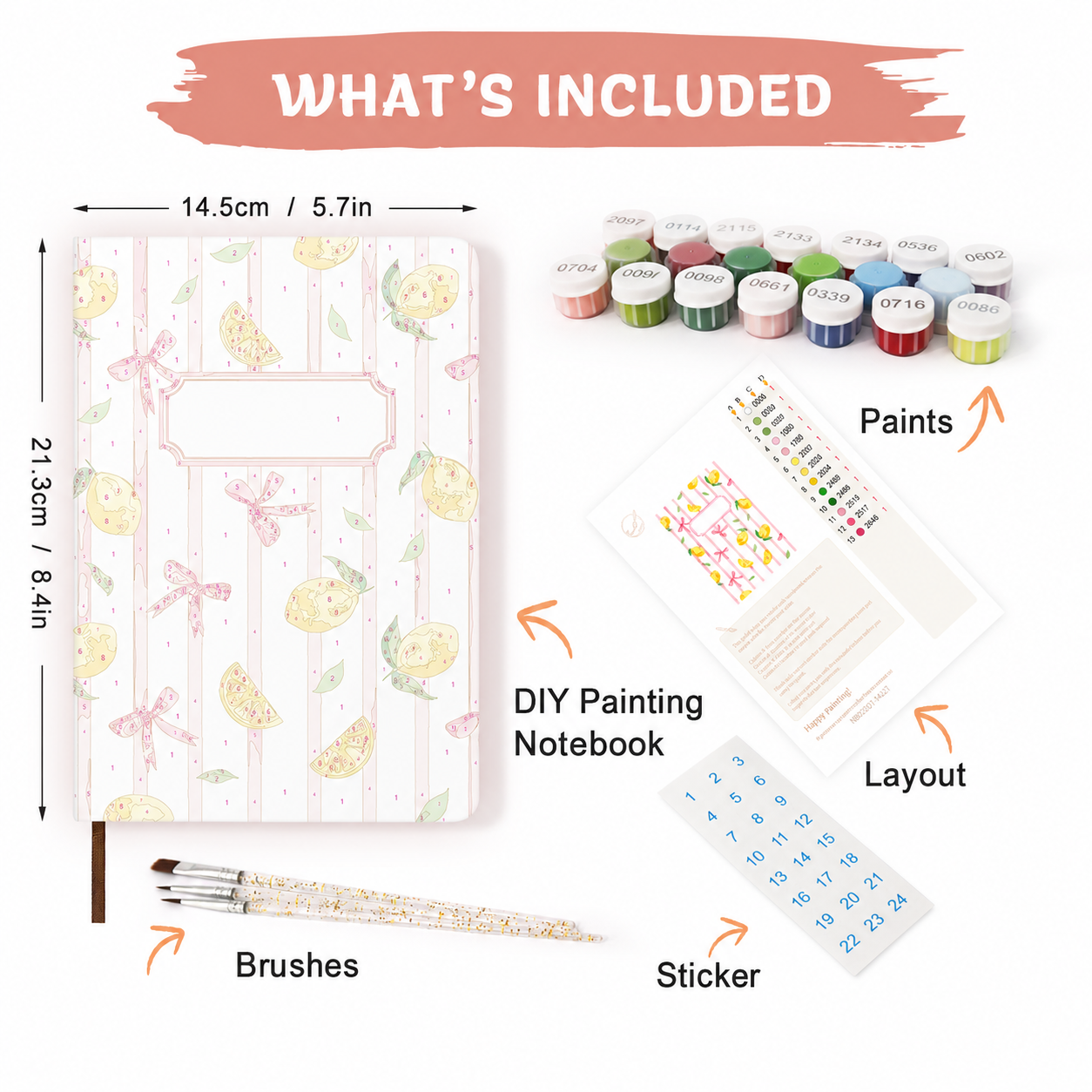Paint by Number Notebook - Lemon Bows