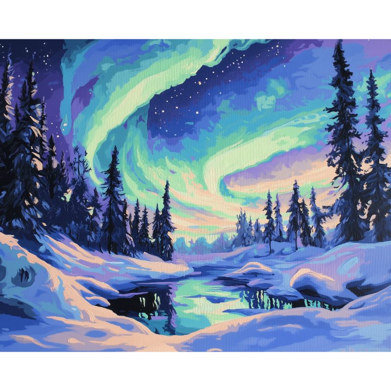 Northern Lights in Lapland | Paint by Numbers-Paint by numbers