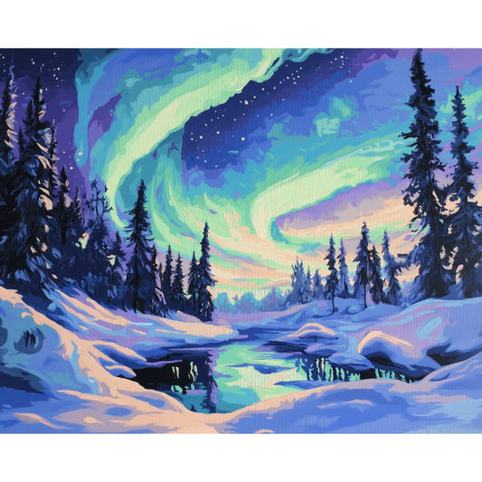 Northern Lights in Lapland | Paint by Numbers-Paint by numbers