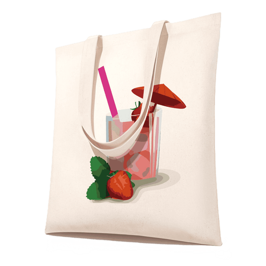 Paint by Numbers Totebag – Strawberry Daiquiri Cocktail-Paint by numbers