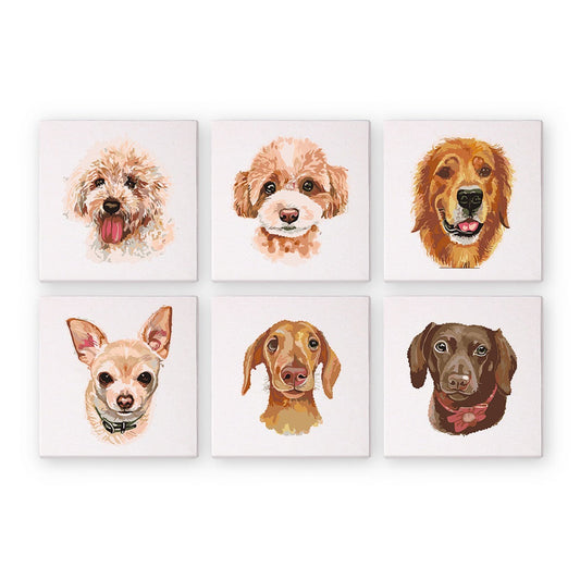 6 Mini Paintings | Dogs Set-Paint by numbers