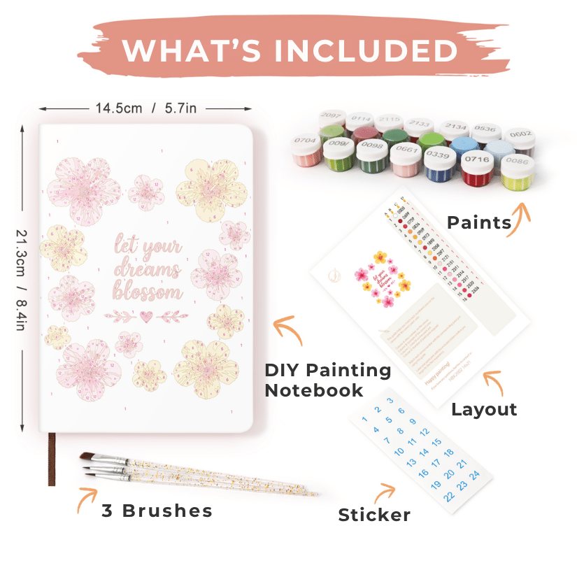 Paint by Number Notebook - Tropical Blossoms
