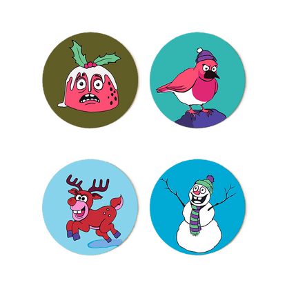 4 Paint by Number Coasters – Crazy Christmas Set-Paint by numbers