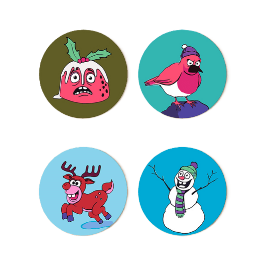 4 Paint by Number Coasters – Crazy Christmas Set-Paint by numbers