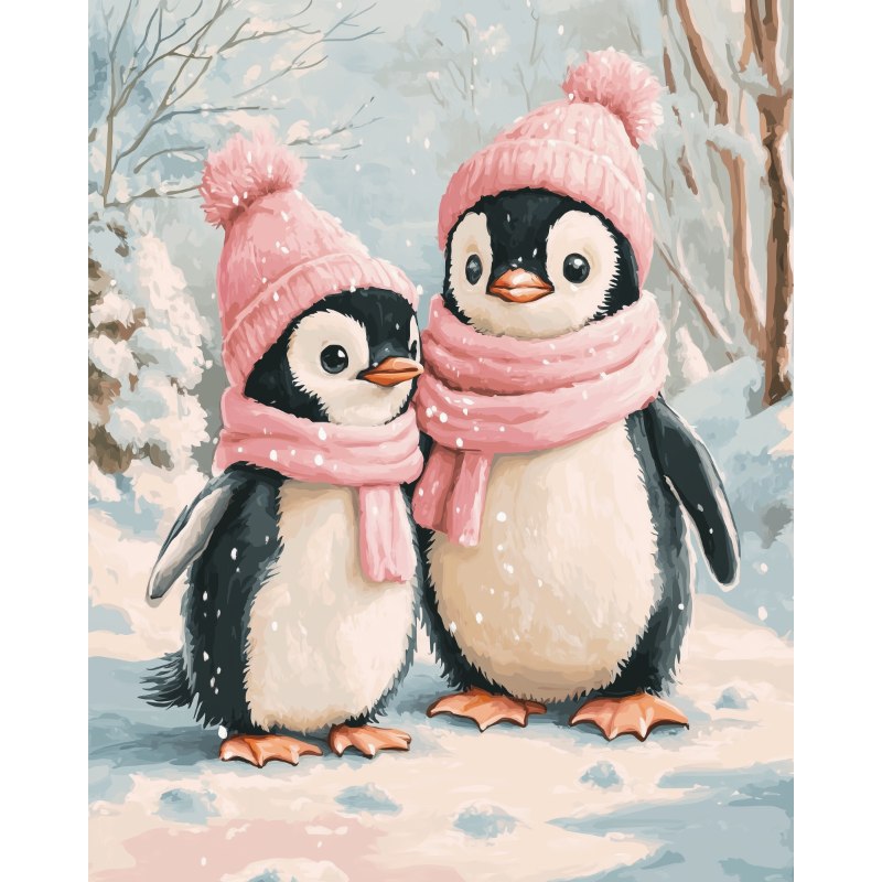 Paint by numbers - Penguins in the snow | Paint by Numbers