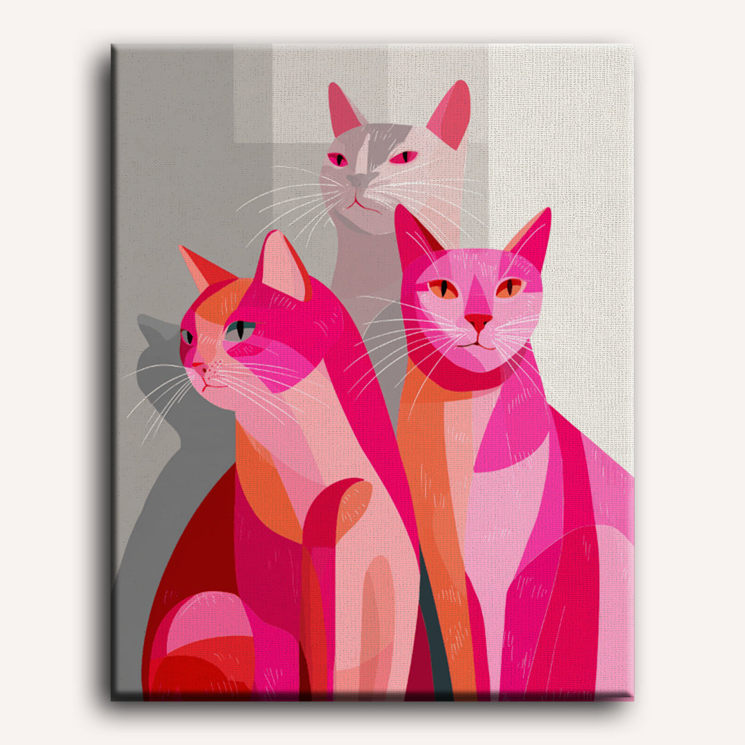 Pink Cats | Paint by Number