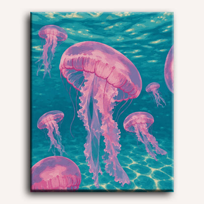 Pink Jelly Fishes | Paint by Number
