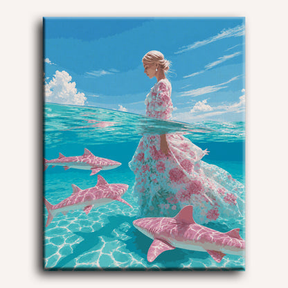 Requins roses | Peinture par numéros