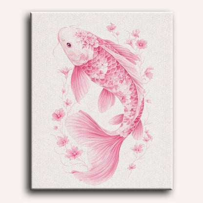 Pink Porcelain Koi | Paint by Number